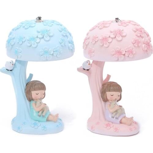 Nordic Resin Luminous Girl Decoration Creative Small Sculpture Living Room Childrens Room Dress Up Christmas Gift Boy Girl