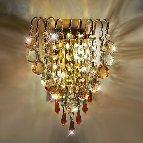 Modern Crystal haning Golden Bedsides Wall Lights Creative Bedroom Corridor Wall Lamp Mirror Front Wall Sconces