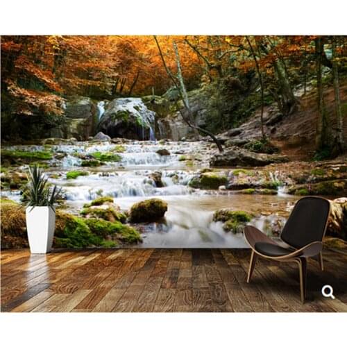 Custom landscape Textile Wallcoverings,Natural Autumn Waterfall,3D modern photo for living room bedroom kitchen wallpaper