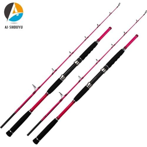 AI-SHOUYU Superhard Saltwater Fishing Jigging Rod 1.7m Lure Weight 80-120g Carbon Boat Spinning Fishing Rod Pole Pink Color