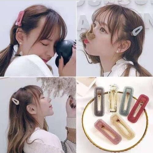 Women Girl Hair Clips HairpinHollow Waterdrop Acrylic Barrettes Shiny Tin Foil Sequins Hairpin Hair Clip Headwear Accessories