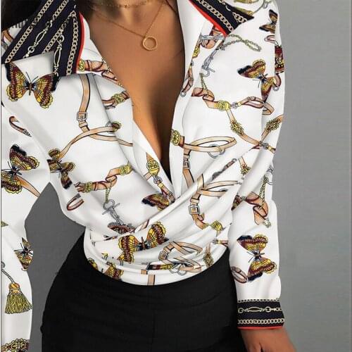 New Women Turn-Down Collar Full Sleeve Button Top Blouse Spring Autumn Casual Slim Printing Ladies Shirt Streetwear Dropshipping