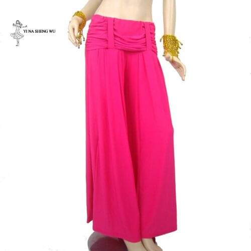 Women belly dance Costume Practice Pants plus size Crystal Cotton Long Wide leg pants Lady Tribal Pant India Bollywood dancewear