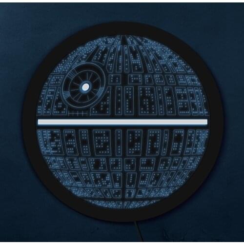 Death Star 3D Optical Illusion LED Neon Sign Board Fictional Mobile Space Station LED Illuminated Display Night Light Room Decor