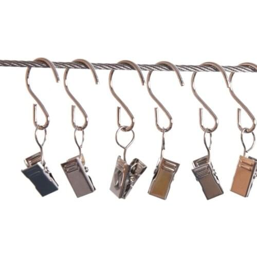 10pcs S-Shaped Clasp Clamps Window Curtain Shower Hook Clips Home Wedding Hanger Photo Socks Clothespin Decorative Accessories