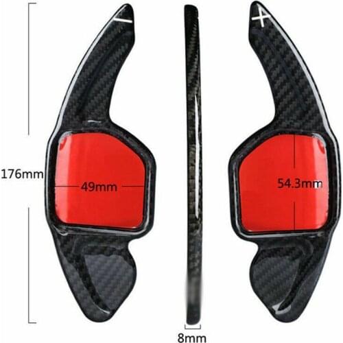 2 pieces Carbon Fiber Gear DSG Steering Wheel Paddle Shifter Cover Fit For Audi A6 12-18