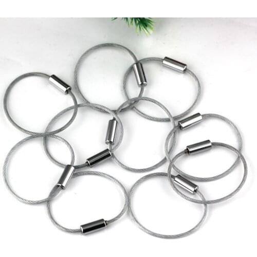 20pcs/lot steel wire keychain key holder wire rope key chain key ring high quality keyring llaveros hombre free shipping