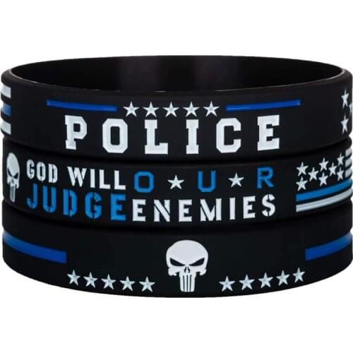 300pcs Police Thin Blue Line American Flag Silicone Wristbands Bracelets Free Shipping by DHL