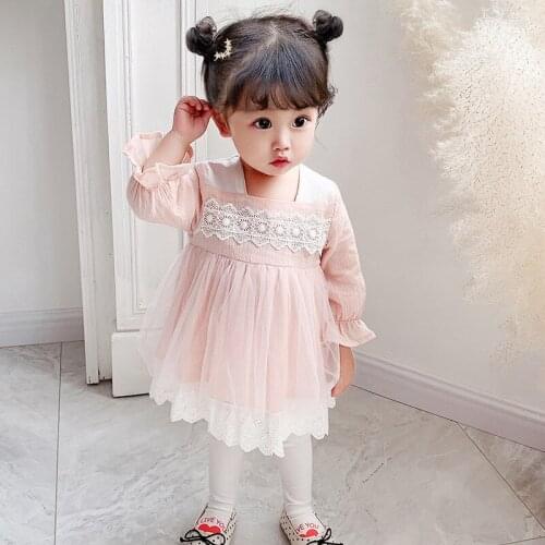 Brand 2021 Baby Girl Sweet Lace Mesh Princess Dress Spring Autumn Toddlers Kids Children Party Dresses Vestidos Birthday Clothes