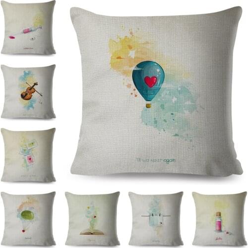 Nordic style Lovely Cartoon Clover Cushion Cover for Sofa Home Car Decor Fire Balloon Pillow case Polyester Pillowcase 45x45cm