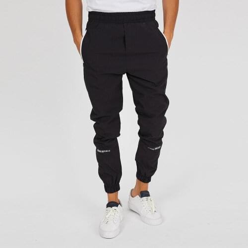 Black Mens Printed Nylon Jogger Trousers Men Sweatpants Casual Fashion Fitness Workout Slim Trousers Man Jogger Pencil Pants