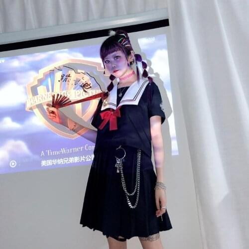 Two Layer Key Chain Punk Hip-hop Trendy Cross Waist Chain Japanese Sailor student school uniform suit Cross WAIST CHAIN
