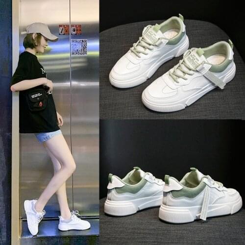 Breathable Casual Shoes Female Flats Solid Leather Women Shoes Woman Sneakers Lace up Thick Bottom Flat Platform Shoes Plus Size