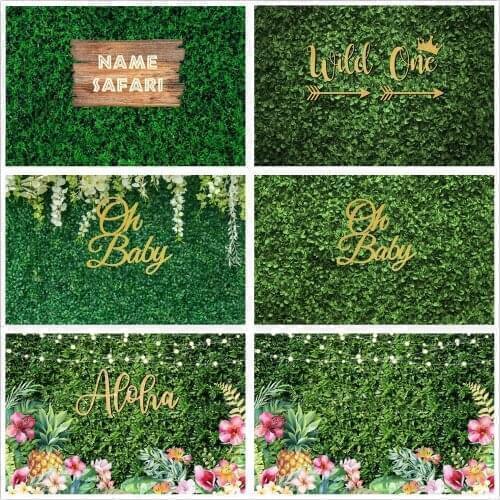 Wild One Photo Backdrop for Safari Baby Shower Birthday Party Photography Background Green Grass Wall Customize Studio Poster