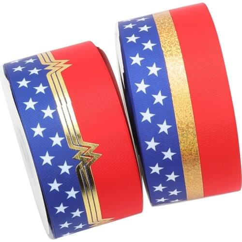 HSDRibbon custom 75MM 3 inch America series pattern Laser gold Foil Printed on HT Grosgrain Ribbon