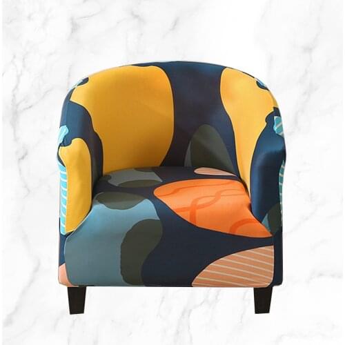 Club Chair Slipcover Stretch Armchair Covers Printed Tub Chair Cover Sofa Cover Spandex Couch Covers for Bar Counter Living Room