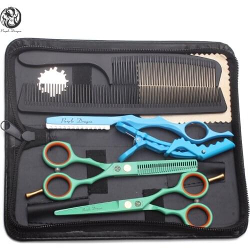 Suit 5.5In. Purple Dragon Green Titanium Professional Hairdressing Scissors Cutting Scissors Thinning Shears Hair Scissors Z1104