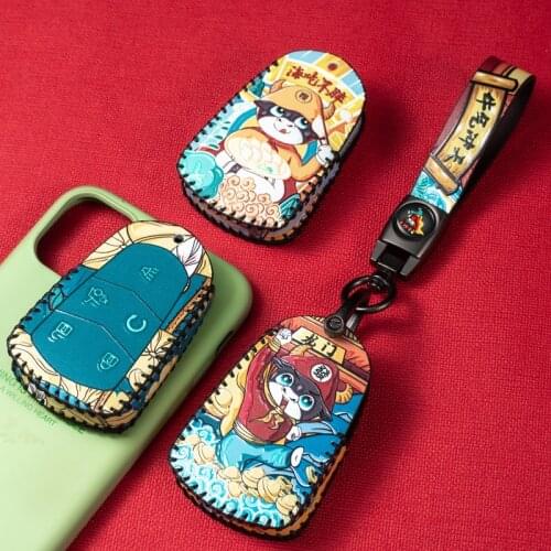 Leather Key Case Remote Cover for Cadillac SRX Escalade CTS ATS BLS STS Speedo Keychain Holder Bag Shell Car Accessories 2021new