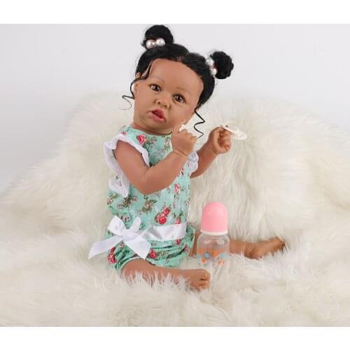 Hoomai NEW Reborn Baby Dolls African American Realistic Girl Doll 23 Inch Gift for kids gift