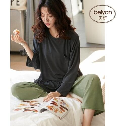 Summer Pajamas Womens Spring Thin Style Womens Long Sleeve Fashion Homewear Leisure Suit