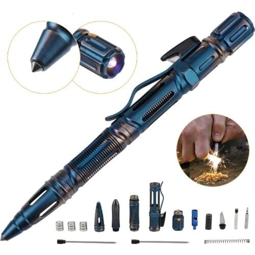 NEW 7-In-1 Outdoor EDC Multi-Function Self Defense Tactical Pen With Emergency Led Light Whistle Glass Breaker Outdoor Survival