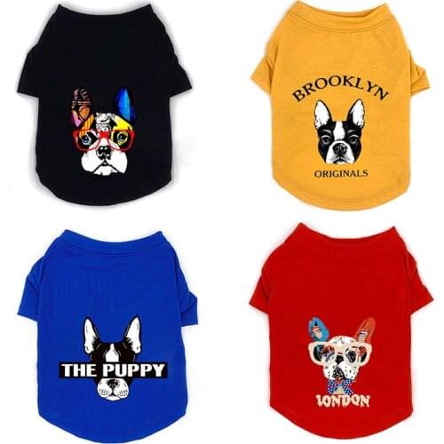 Cartoon Dog Shirt Summer Puppy Dog Clothes Chihuahua Tshirt Puppy Vest Pet Cat Vest Cotton T Shirt Pets Clothing for Small Dog