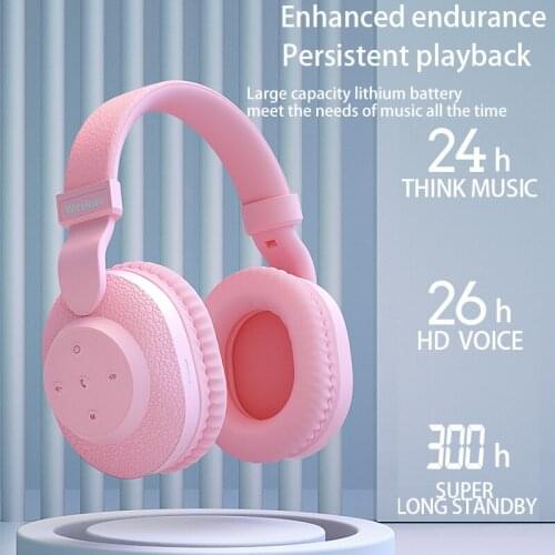 525 Headphones bluetooth 2020 New headset TF card earphone Hifi gaming headphones FM play Pink for girl women