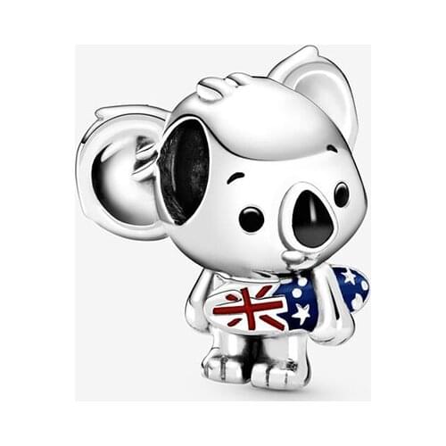 2020 Autumn New S925 Sterling Silver Beads Surfing Koala Charms fit Original Pans Bracelets Women DIY Jewelry Gift