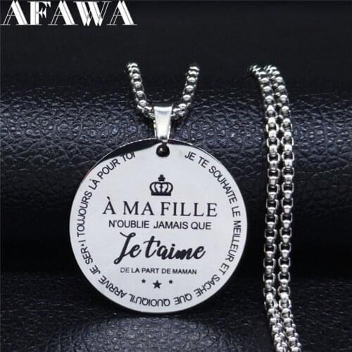 A MA FILLE NOUBLIE JAMAIS QUE IETAIME DELA PAPT DE MAMAN Stainless Steel Necklace Gift Pregnant Women Jewelry collier N3299S01