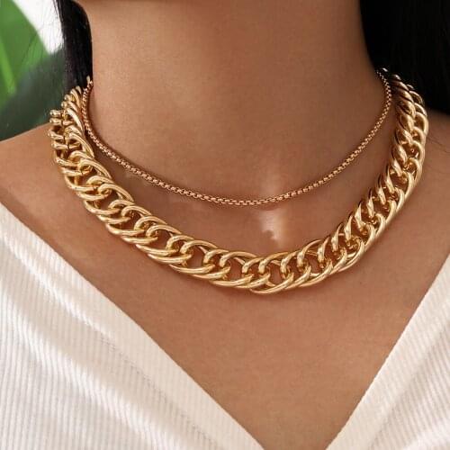 Punk Thick Chain Choker Necklace for Women Gold Color Clavicle Chains Short Necklaces Female 2020 Fashion Jewelry Simple