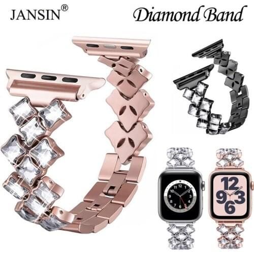 Women Diamond Strap for iwatch 3 2 42mm 38mm Stainless Steel Bracelet Band for apple watch SE Series 6 5 4 band 44mm 40mm Strap