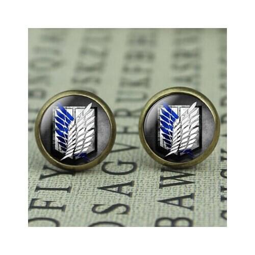Japan Anime Attack on Titan brass Stud Earrings Women 12mm/0.47inch mens 1pair/lot New Cartoon drop shipping Dr Who Jewelry 2016