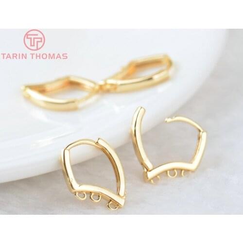 6PCS 13x16MM 24K Gold Color Brass Irregular Shaped with Holes Earrings Hoop Earrin Clip High Quality DIY Jewelry Making Findings