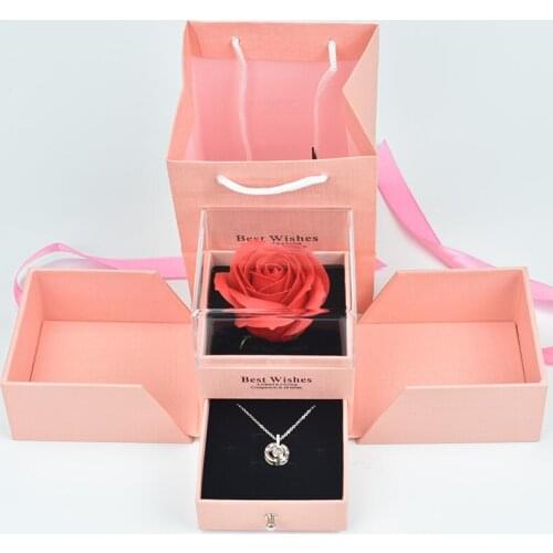 Beautiful Quality Jewelry box Acrylic Case Girl friend Gift with 100 Languages I love you Necklace For Valentines Day Dift