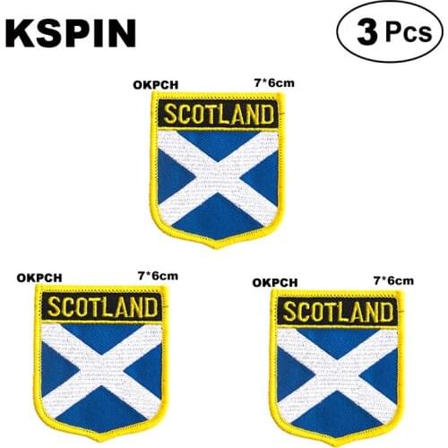 SCOTLAND BLUE Shiled Shape flag patches national flag patches for Cothing DIY Decoration