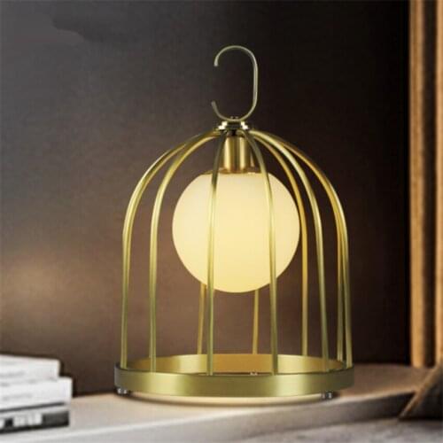 Nordic Golden Birdcage Glass Table Lamps Bedroom Bedside Luxury Modern Study Room Desk Decorated Table Lights Home Fixtures