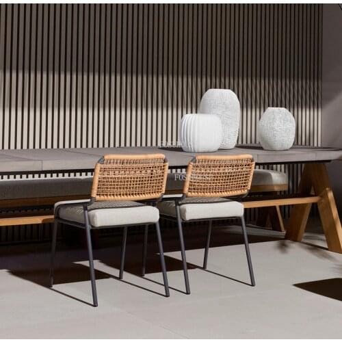 Nordic Beach Chair Outdoor Designer Creative Plastic Rattan Dining Chair Back Balcony Chairs Garden Patio Lounge Dining Chairs