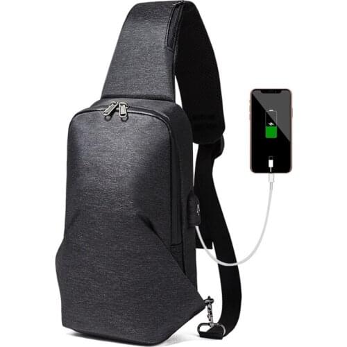 New Crossbody Bag For Men USB Charging Shoulder Messenger Bags Male Waterproof Short Trip Chest Bag Sport Pack