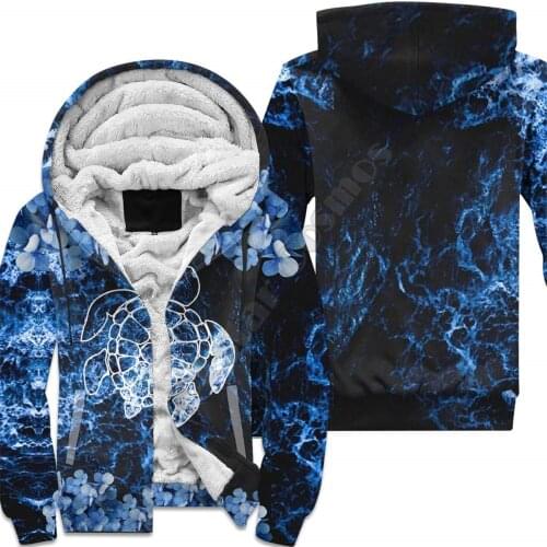 Love Sea Turtle Mandala 3D printed zipper Hoodies Men Women Winter Warm double plus velvet jacket cosplay costumes 1