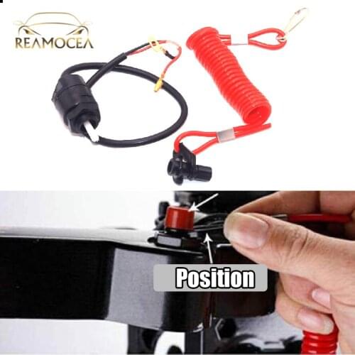 Reamocea 1x Universal ATV Motorcycle Boat Tether Lanyard Clip Emergency Kill Stop Outboard Engine Switch Push Button Accessories