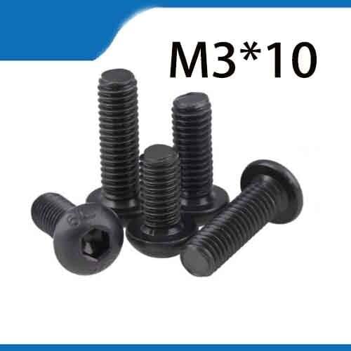 100Pcs M3 carbon Steel Screws Hex Socket Round Head Cap Black Screw Furniture Fastener Bolt M3 * 10mm