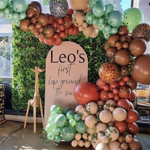121pcs Avocado Green Balloons Jungle Theme Garland Arch Kit Coffee Latex Balloon Wedding Baby Shower Birthday Party Decorations