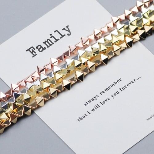 WLYeeS rhombus Rose gold Silvers Hematite beads Natural Stone 6*3mm geometric Spacer Loose beads for Jewelry bracelet Making DIY