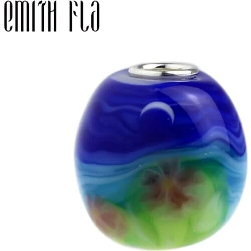 Emith Fla 100% 925 Sterling Silver Large Hole Moonlight Charm Bead Fit European Bracelet Bangle Jewelry DIY Accessories