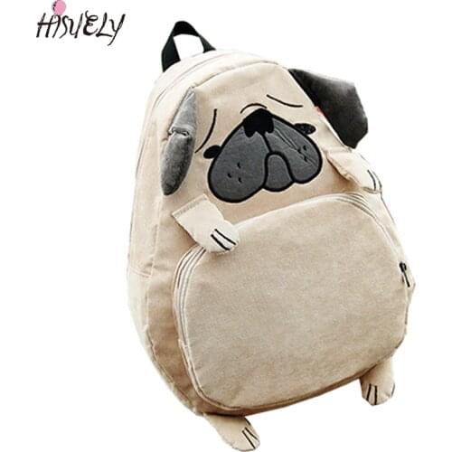 Women Backpack Schoolbag Canvas Cute Dog Fox Ear Embroidery Corduroy Backpack Female Vintage Notebook Backpack For Girls School