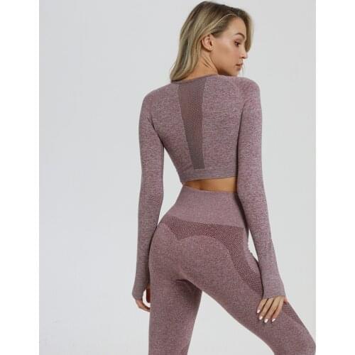 2 Pcs Sports Suits Set Women Yoga Sets Gym Fitness Joggers Athletic Pants Leggings Sportswear Leggings Seamless Sports Shirts