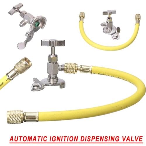 1pc R12 R22 Car Air Conditioning A/C Refrigerant Charging Recharge Hose Valve Kit Can Tap Auto Truck Tools Accessories