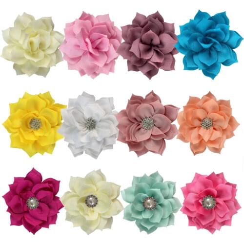 10pcs/lot 3.2'' Fabric Flowers Fabric Lotus Flower Kids Women DIY Hair Flower Party Decoration FH52