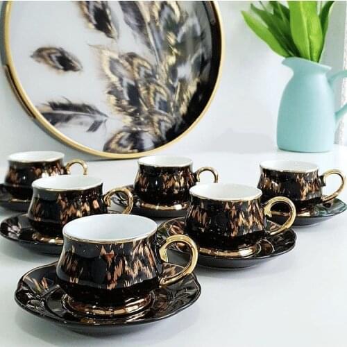 12 pieces black coffee cups Turkish coffee cup espresso cup black 6 people coffee cup