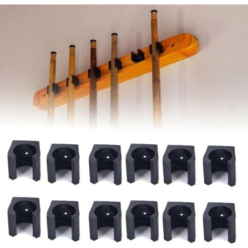 12Pcs Billiard Cue Holders 1.9x1.8x1.8cm Wall Hanging Fishing Rod Holder Plastic Stick Holder Clips Billiard Fishing Accessories